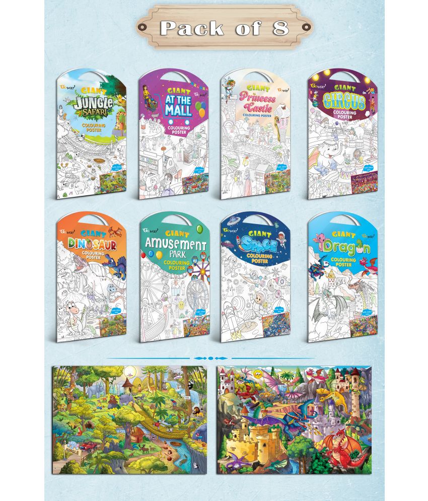     			GIANT JUNGLE SAFARI, GIANT AT THE MALL, GIANT PRINCESS CASTLE, GIANT CIRCUS, GIANT DINOSAUR, GIANT AMUSEMENT PARK, GIANT SPACE   and GIANT DRAGON   | Combo of 8 s I giant   for adults
