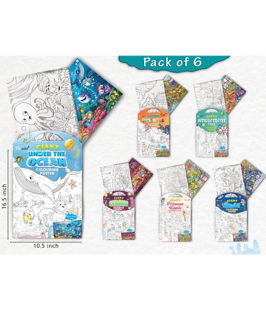     			GIANT PRINCESS CASTLE COLOURING , GIANT CIRCUS COLOURING , GIANT DINOSAUR COLOURING , GIANT AMUSEMENT PARK COLOURING , GIANT SPACE COLOURING  and GIANT UNDER THE OCEAN COLOURING  | Set of 6 s I Giant Coloring s Premium Collection
