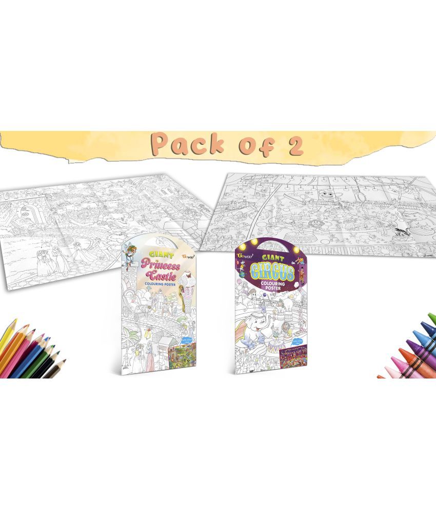     			GIANT PRINCESS CASTLE COLOURING POSTER and  GIANT CIRCUS COLOURING POSTER | Combo of 2 Posters I giant posters for classroom