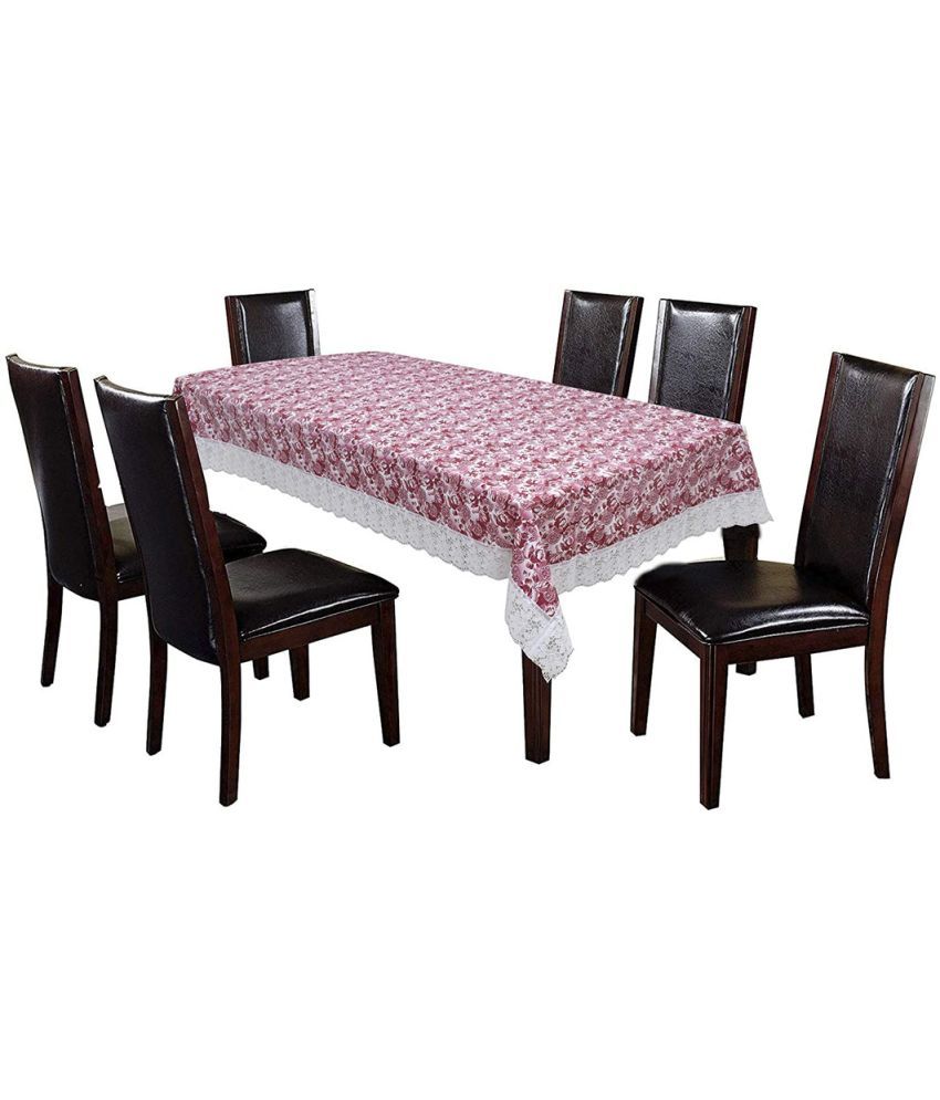     			Printed PVC 6 Seater Rectangle Table Cover ( 228 x 152 ) cm Pack of 1 Pink