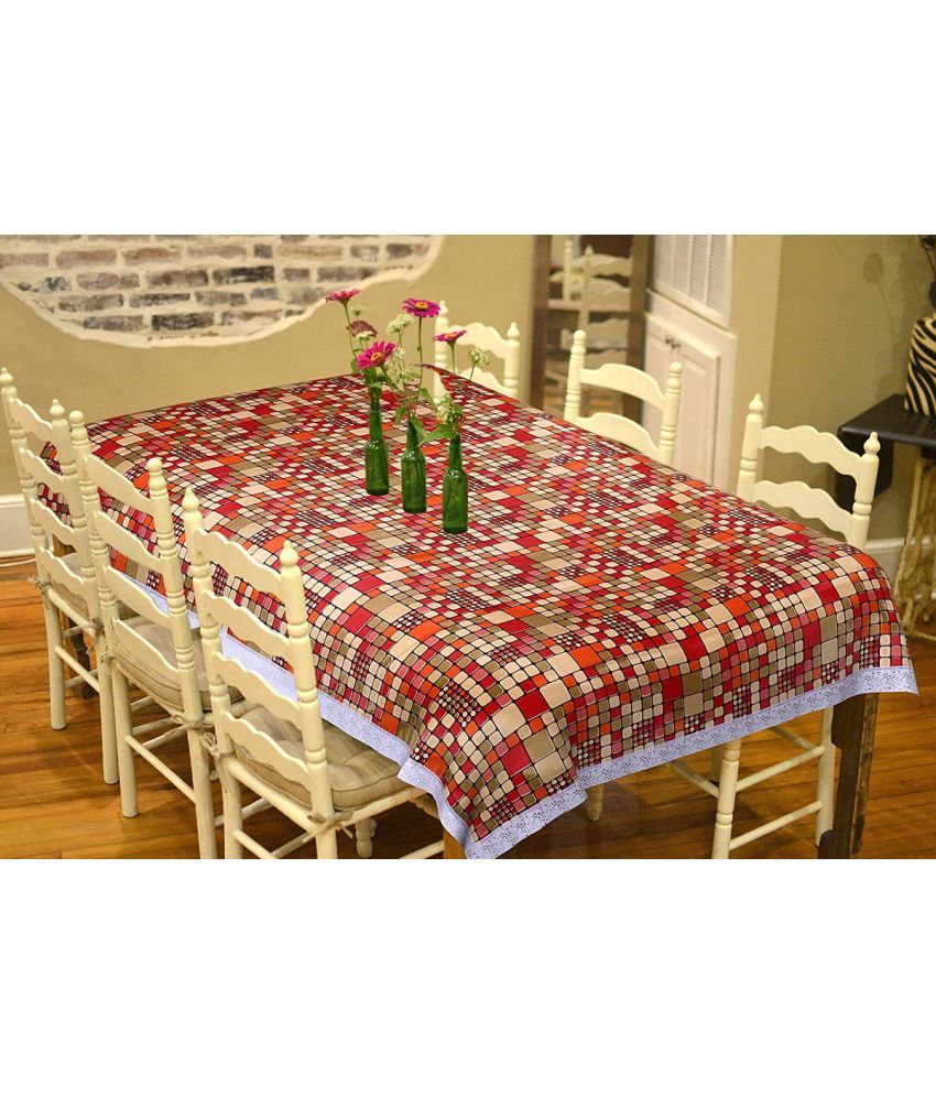     			Printed PVC 6 Seater Rectangle Table Cover ( 228 x 152 ) cm Pack of 1 Red