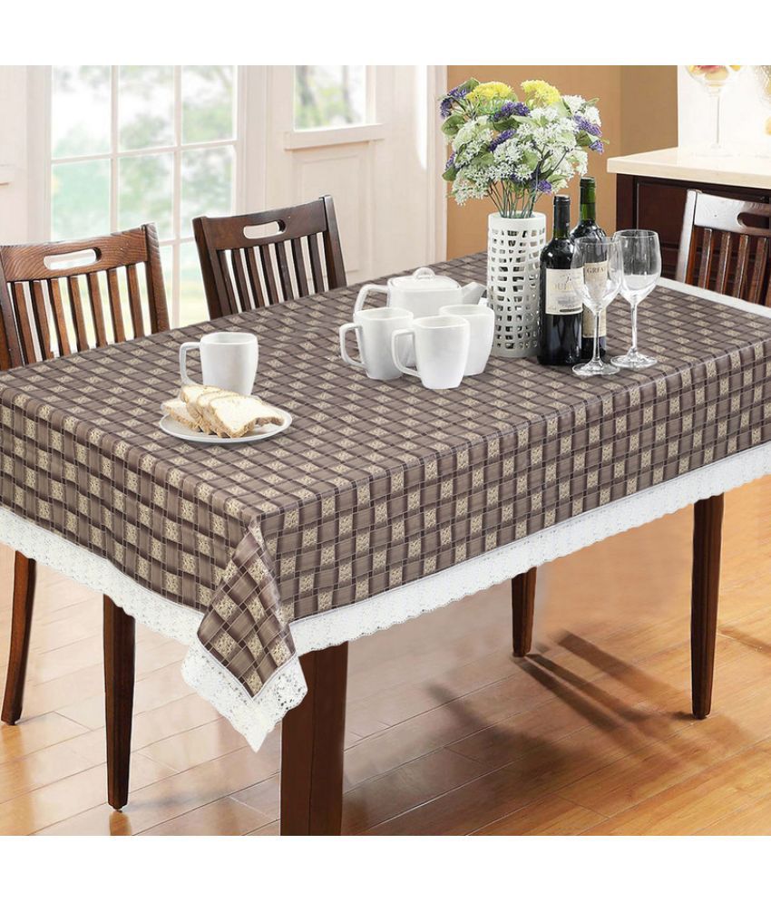     			HOMETALES Printed PVC 6 Seater Rectangle Table Cover ( 228 x 152 ) cm Pack of 1 Gold