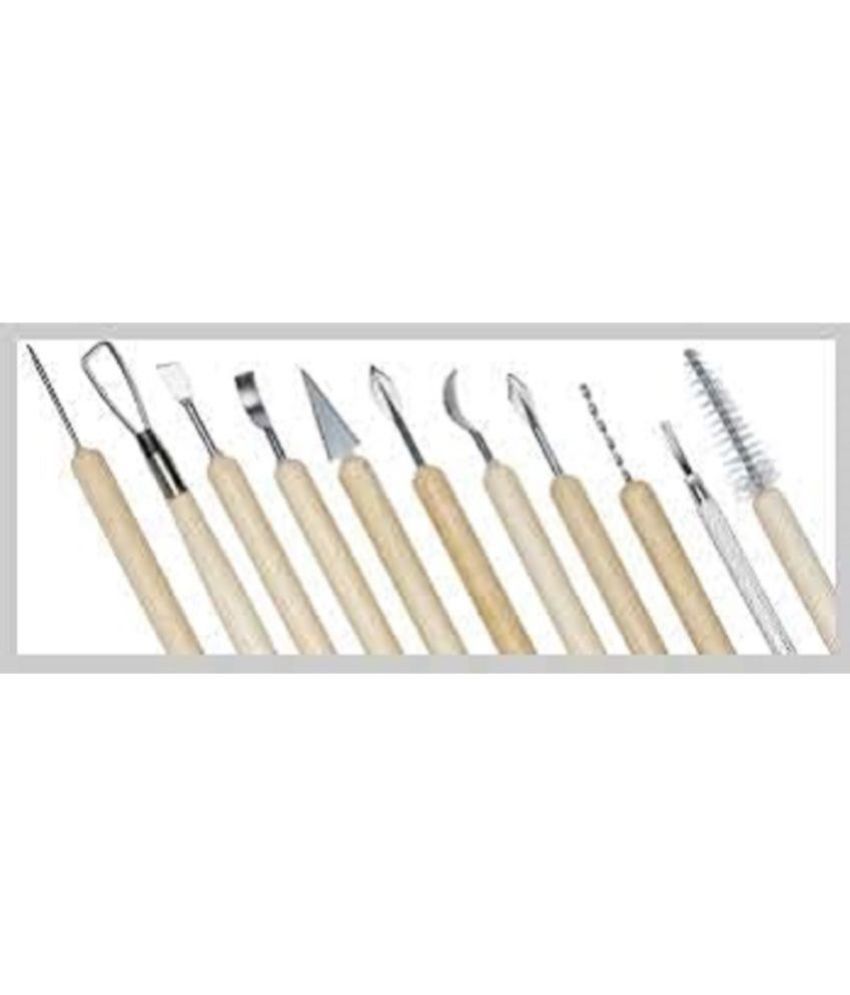     			Wooden Handle Wax Pottery Clay Sculpting Sculpt Smoothing Wax Carving Pottery Ceramic Tools Polymer Ceramic Clay Tool Set - 11 Pieces