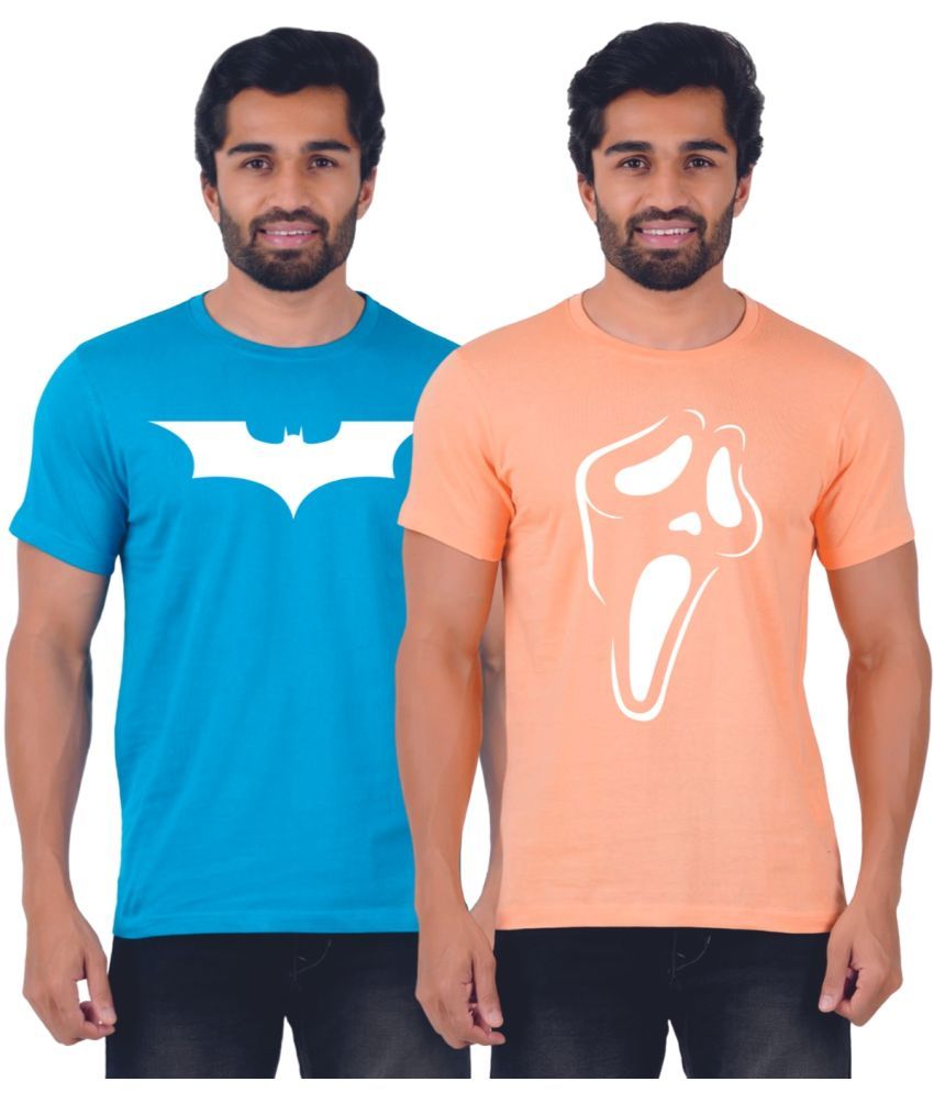     			ferocious - Teal Blue Cotton Regular Fit Men's T-Shirt ( Pack of 2 )