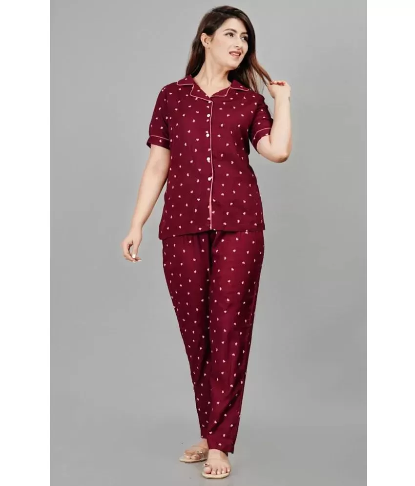 POOPII Multi Color Cotton Women's Nightwear Nightsuit Sets ( Pack