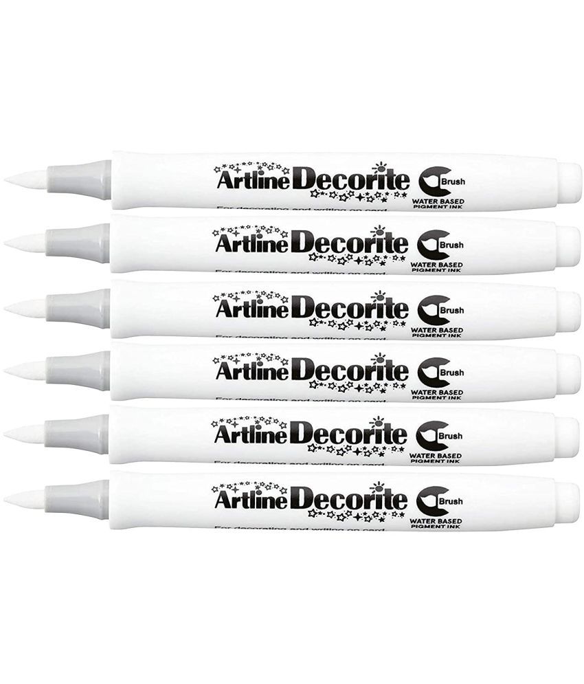     			Artline 'Decorite' Brush Marker Pen Pack Of 6 (White)