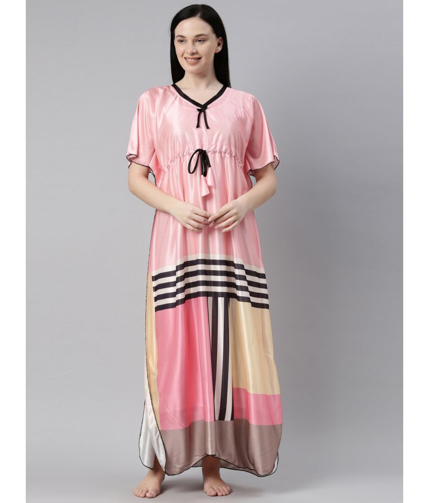     			BAILEY SELLS - Peach Satin Women's Nightwear Kaftan Night Dress ( Pack of 1 )