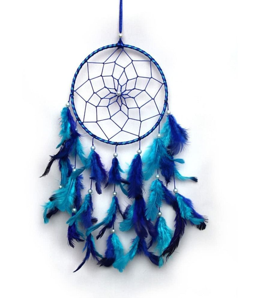     			DHRUVTAR - Blue Feather Dream Catcher - Pack of 1 ( 45 X 17 cms )