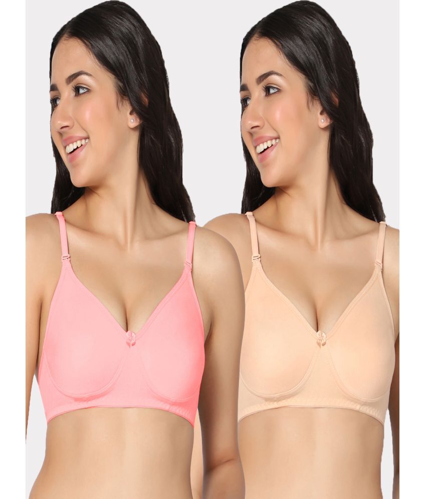     			IN CARE LINGERIE Pack of 2 Cotton Lightly Padded Women's Everyday Bra ( Multicolor )