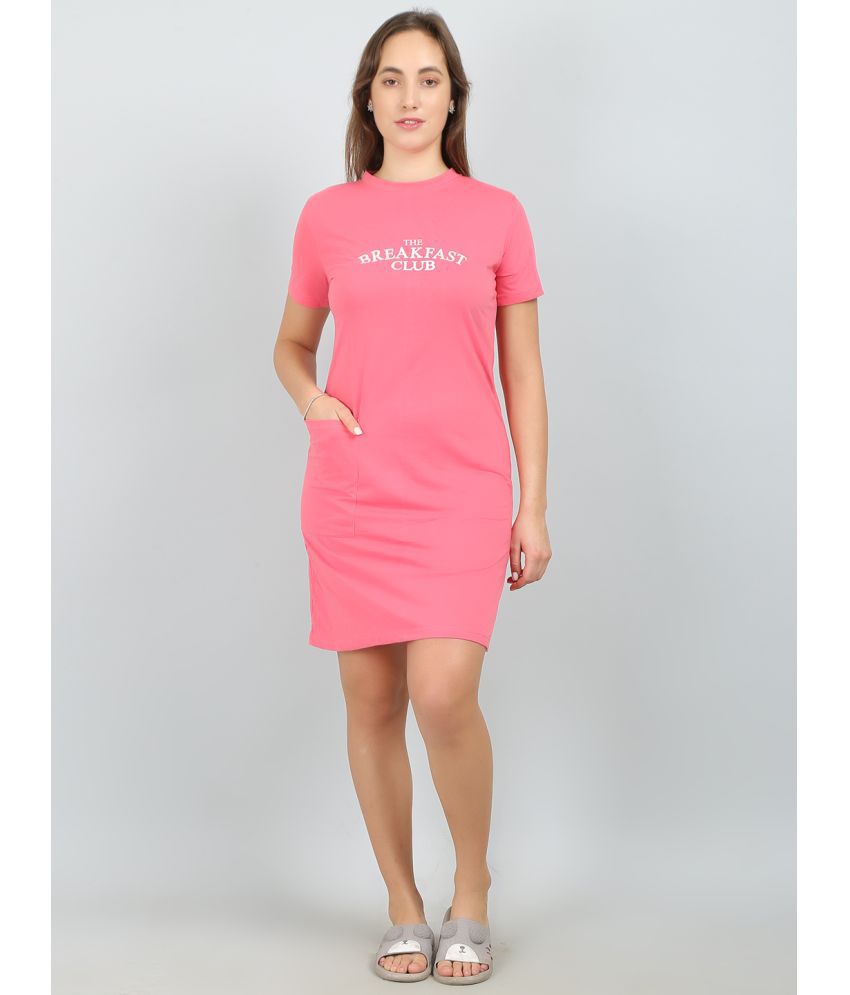     			MEGASKA - Pink Cotton Women's Nightwear Night T-Shirt ( Pack of 1 )