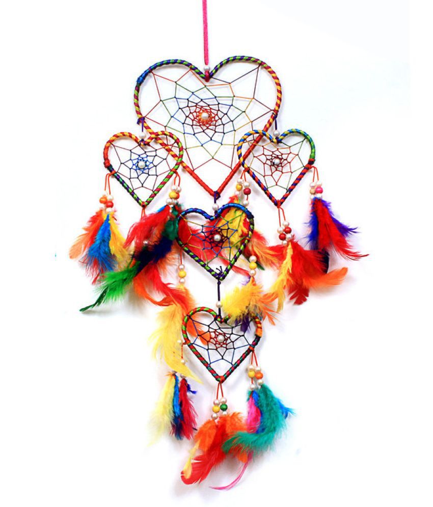     			Zimka - Multicolor Feather Dream Catcher - Pack of 1 ( 14 X 4 cms )