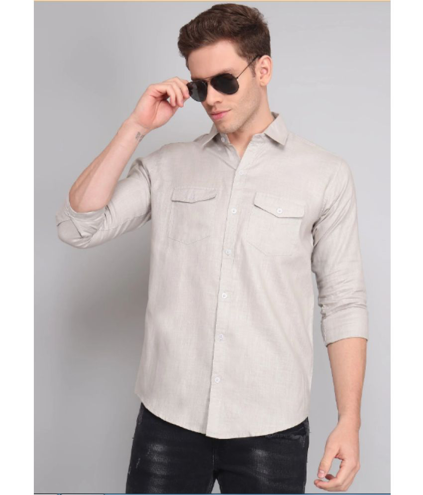 trybuy - Off-White Linen Regular Fit Men's Casual Shirt ( Pack of 1 )