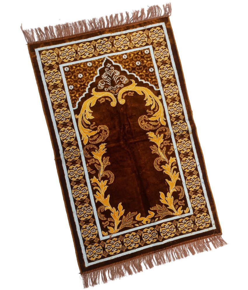     			ADIRNY Brown Single Velvet Prayer Mat ( 105 X 65 cm )