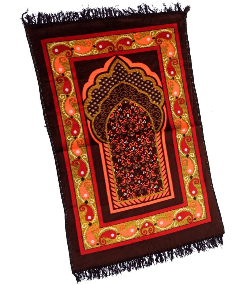     			ADIRNY Brown Single Velvet Prayer Mat ( 115 X 75 cm )