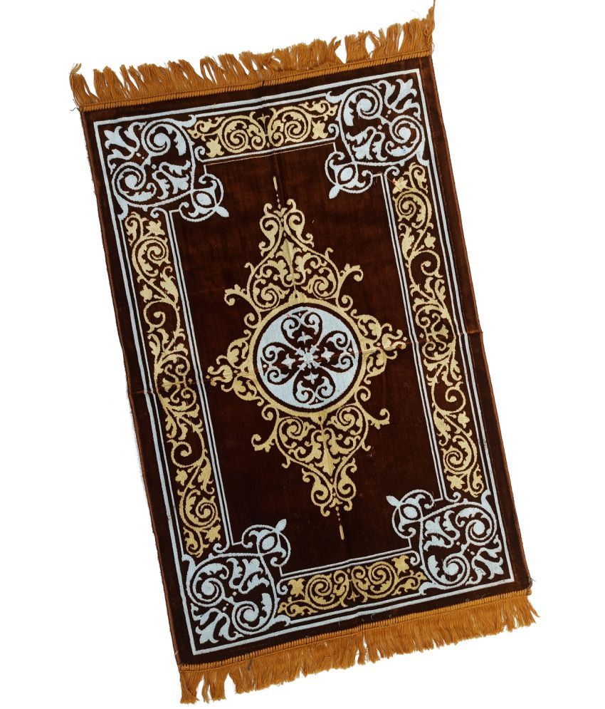     			ADIRNY Brown Single Velvet Prayer Mat ( 110 X 70 cm )