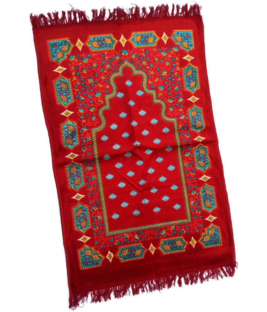     			ADIRNY Red Single Velvet Prayer Mat ( 115 X 75 cm )