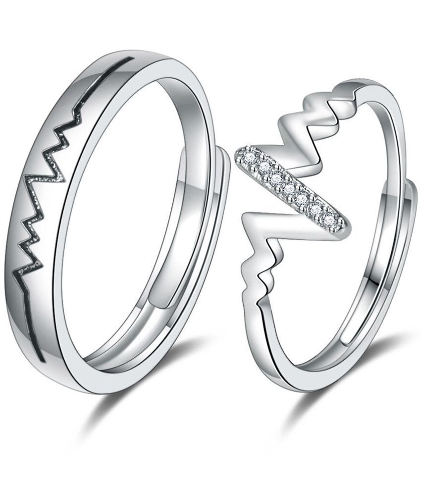     			FASHION FRILL - Silver Couple Ring ( Pack of 2 )