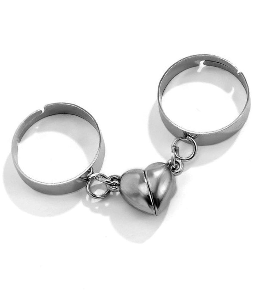     			FASHION FRILL - Silver Couple Ring ( Pack of 2 )