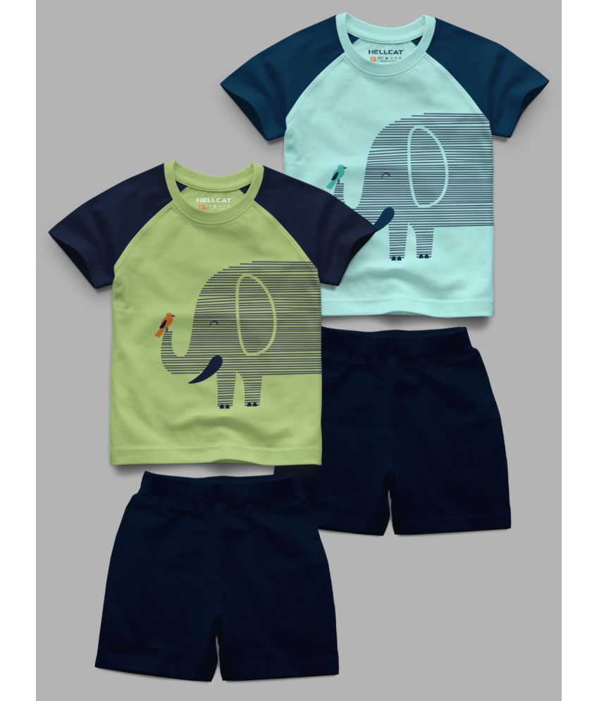     			HELLCAT - Green Cotton Blend Baby Boy T-Shirt & Shorts ( Pack of 2 )