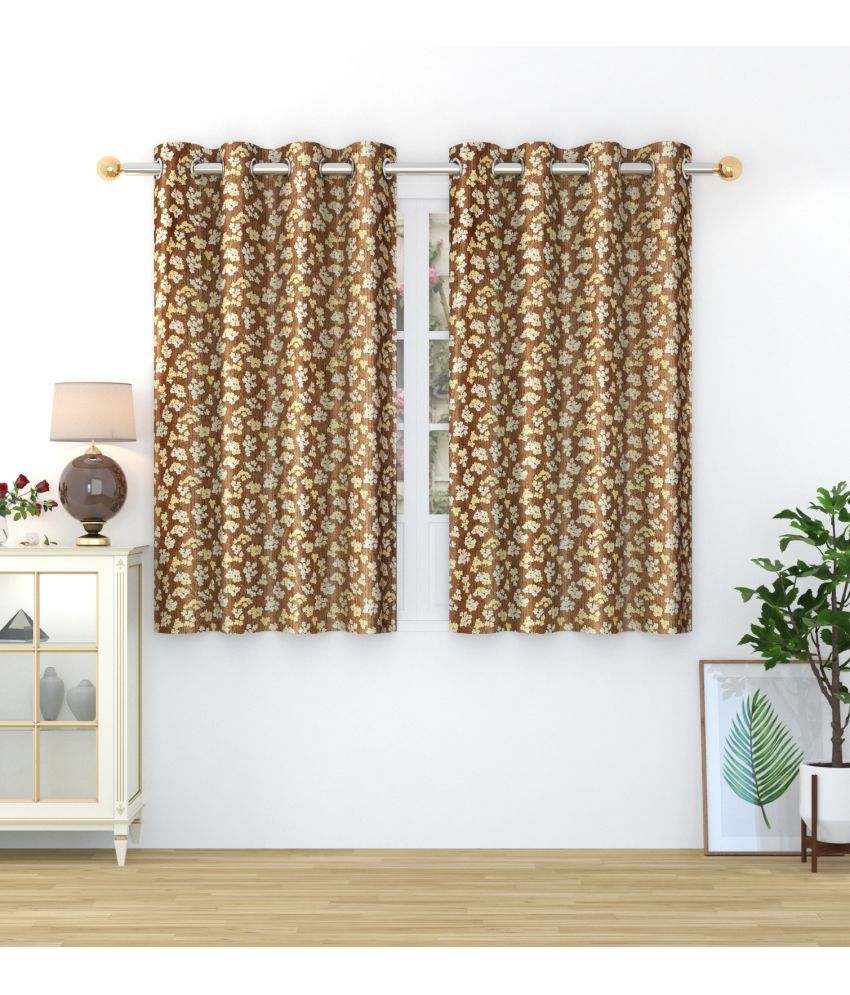     			Homefab India Printed Blackout Eyelet Window Curtain 5ft (Pack of 2) - Brown