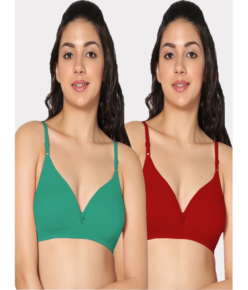     			IN CARE LINGERIE - Multicolor Cotton Non Padded Women's T-Shirt Bra ( Pack of 2 )