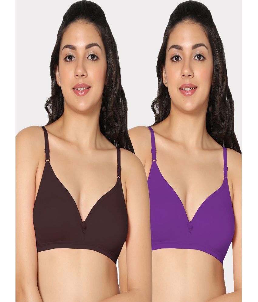     			IN CARE LINGERIE - Multicolor Cotton Lightly Padded Women's T-Shirt Bra ( Pack of 2 )