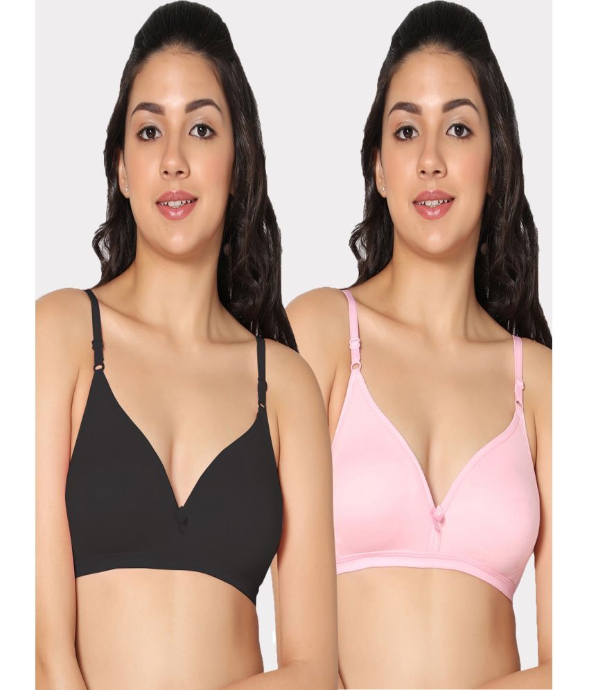     			IN CARE LINGERIE Pack of 2 Cotton Non Padded Women's T-Shirt Bra ( Multicolor )