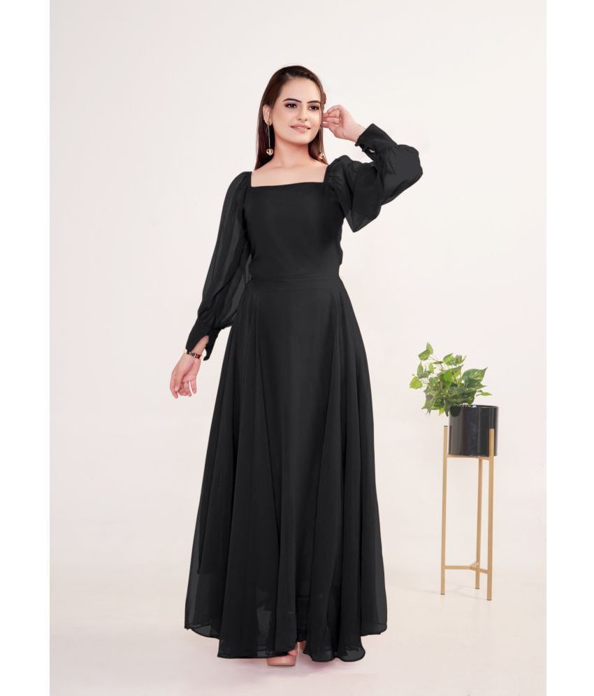     			JASH CREATION - Black Georgette Women's Gown ( Pack of 1 )