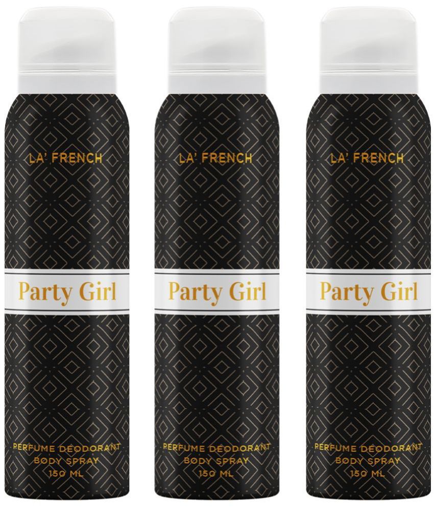     			LA FRENCH - LF_Party Girl_Deodorant_150ml_Pack of 3 Deodorant Spray for Unisex 450 ml ( Pack of 3 )
