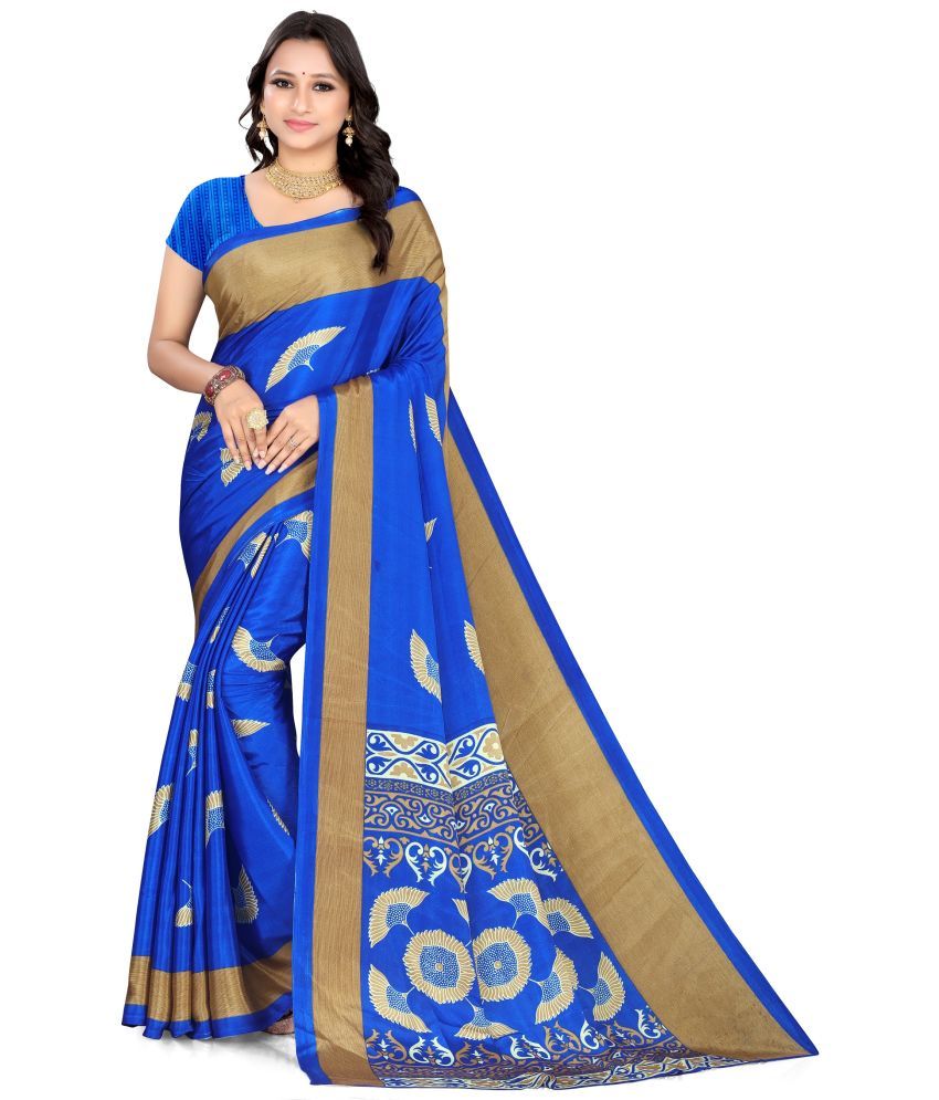     			LEELAVATI - Blue Crepe Saree With Blouse Piece ( Pack of 1 )