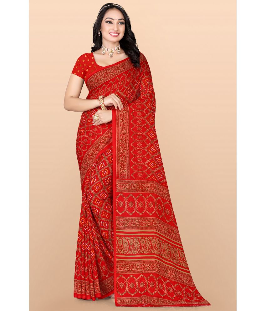     			LEELAVATI - Red Georgette Saree With Blouse Piece ( Pack of 1 )