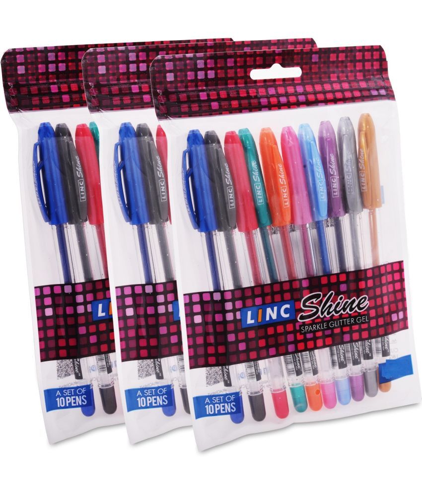     			Linc Shine Sparkle Glitter Gel Pen (0.5 mm, Multi Color, Pack of 30)