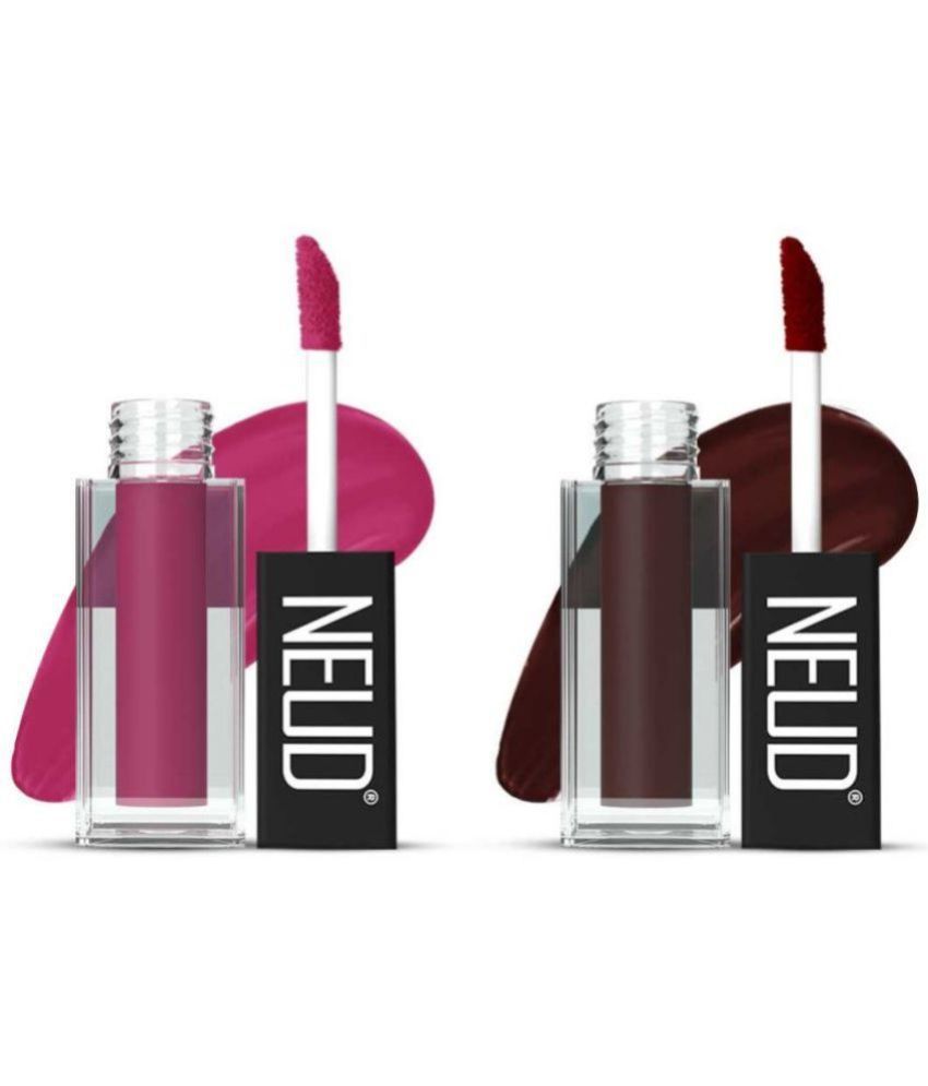     			NEUD Matte Liquid Lipstick Combo Of Quirky Tease and Espresso Twist With Two Lip Gloss Free