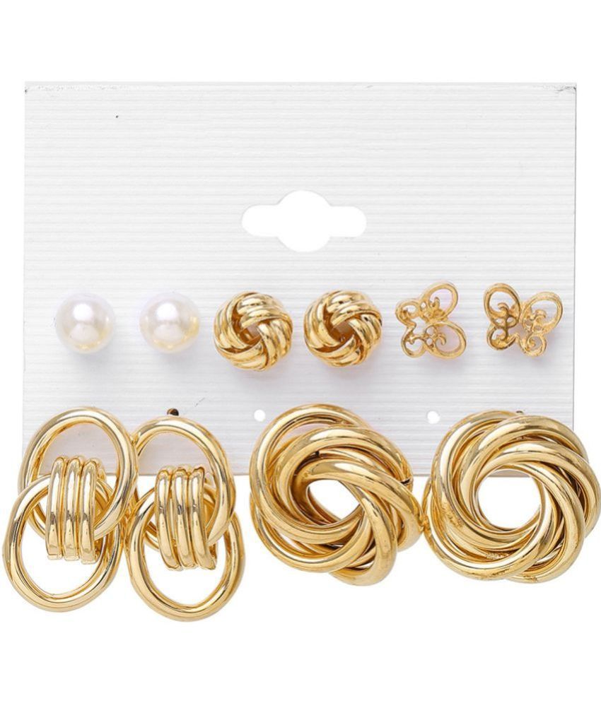     			Scintillare by Sukkhi - Gold Stud Earrings ( Pack of 5 )