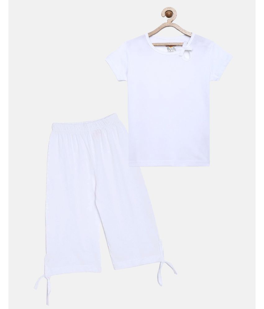     			Sini Mini - White Cotton Girls Shirt With Capris ( Pack of 2 )