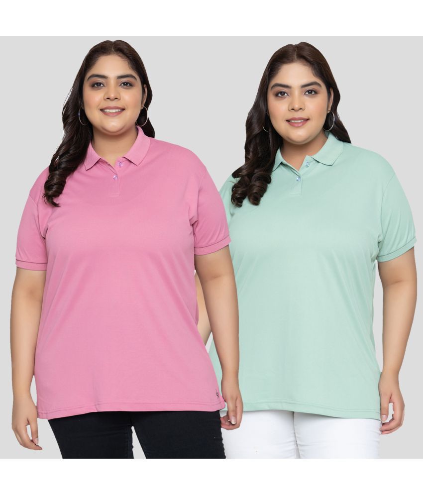     			YHA - Pink Cotton Blend Regular Fit Women's T-Shirt ( Pack of 2 )