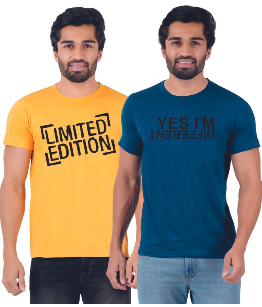     			ferocious - Yellow Cotton Regular Fit Men's T-Shirt ( Pack of 2 )