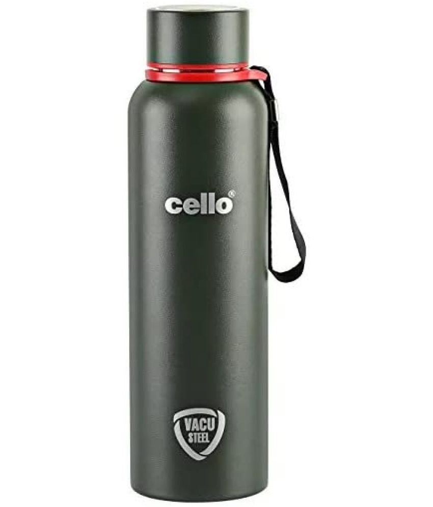    			Cello Duro Tuff Steel Series- Kent Double Walled Stainless Steel Water Bottle with Durable DTP Coating, 750ml, Military Green