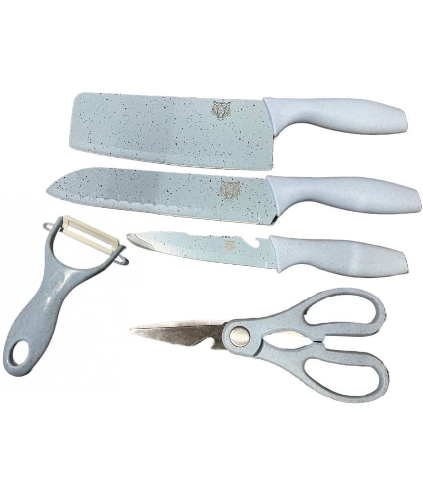     			GIT - Multicolor Stainless Steel Knife Set Blade Length 18 cm ( Pack of 5 )