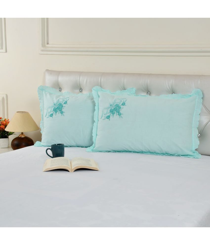     			Zesture - Pack of 2 Cotton Solid Regular Pillow Cover ( 68.58 cm(27) x 43.18 cm(17) ) - Sky Blue