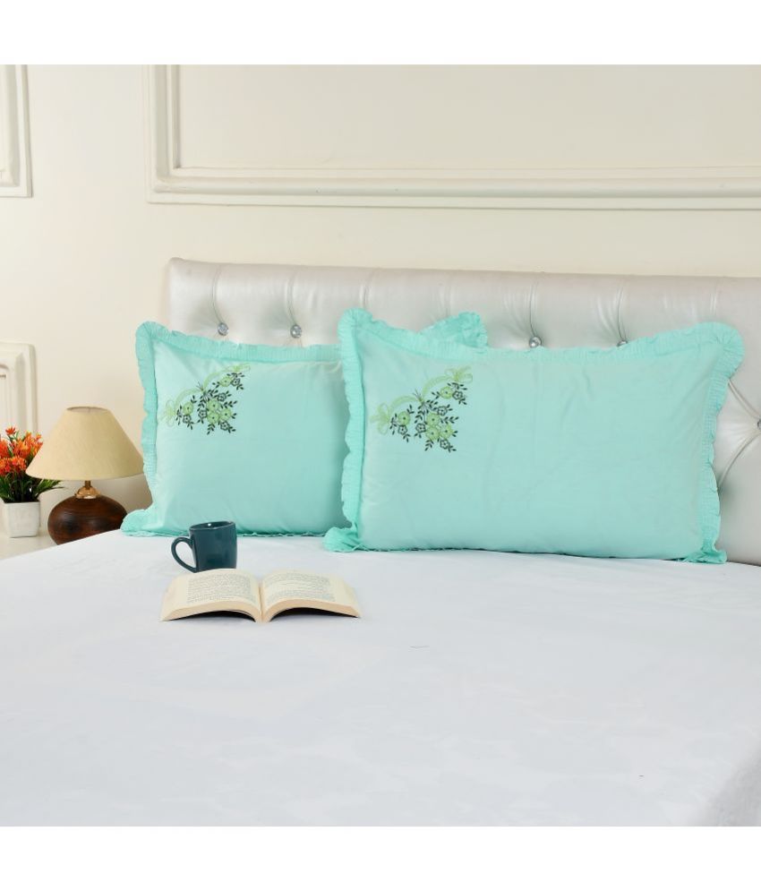     			Zesture - Pack of 2 Cotton Solid Regular Pillow Cover ( 68.58 cm(27) x 43.18 cm(17) ) - Aqua