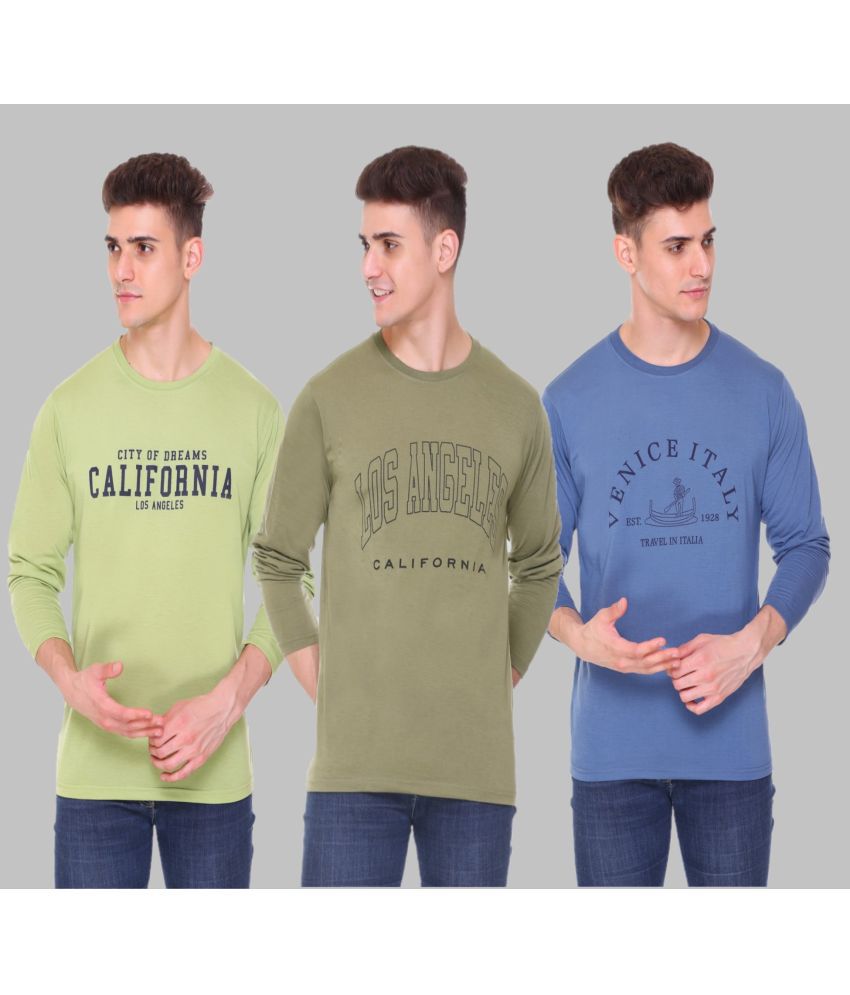     			HVBK - Multicolor Cotton Blend Regular Fit Men's T-Shirt ( Pack of 3 )