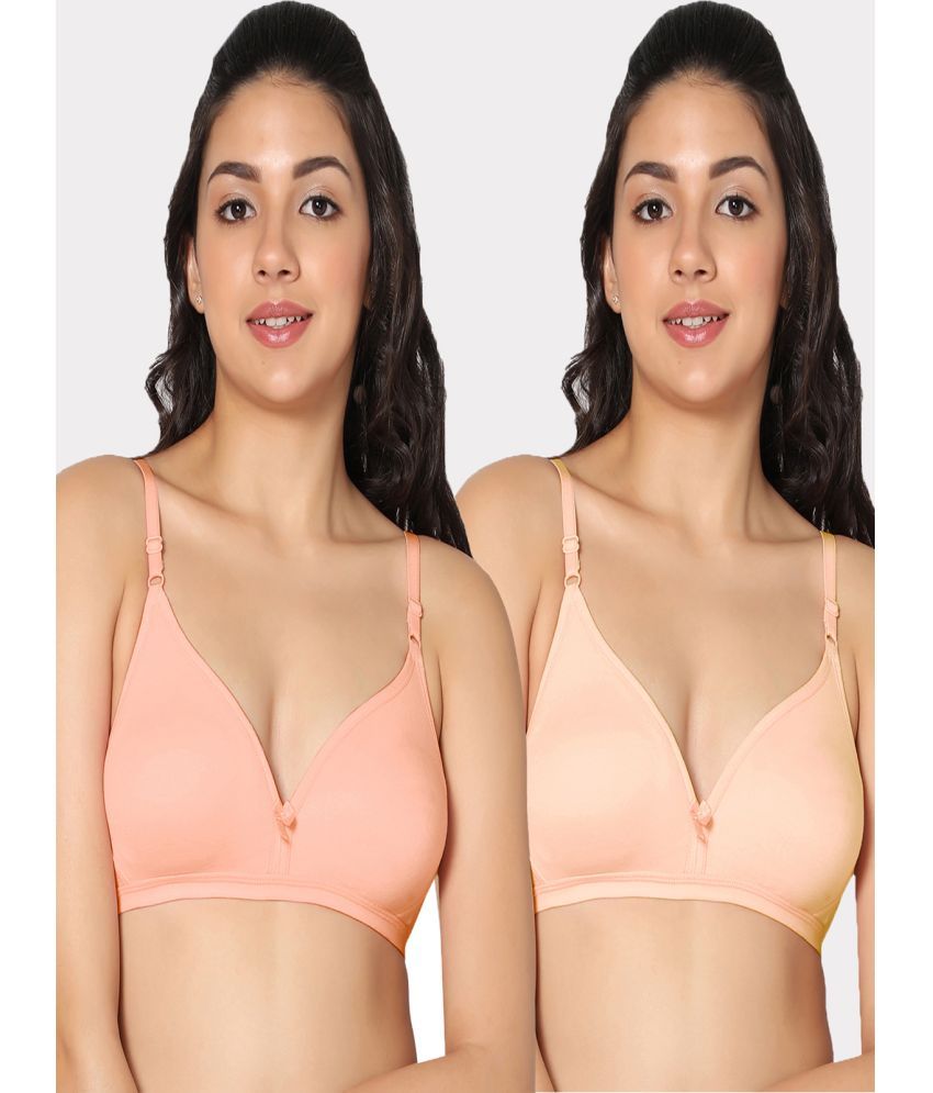     			IN CARE LINGERIE Pack of 2 Cotton Non Padded Women's T-Shirt Bra ( Multicolor )