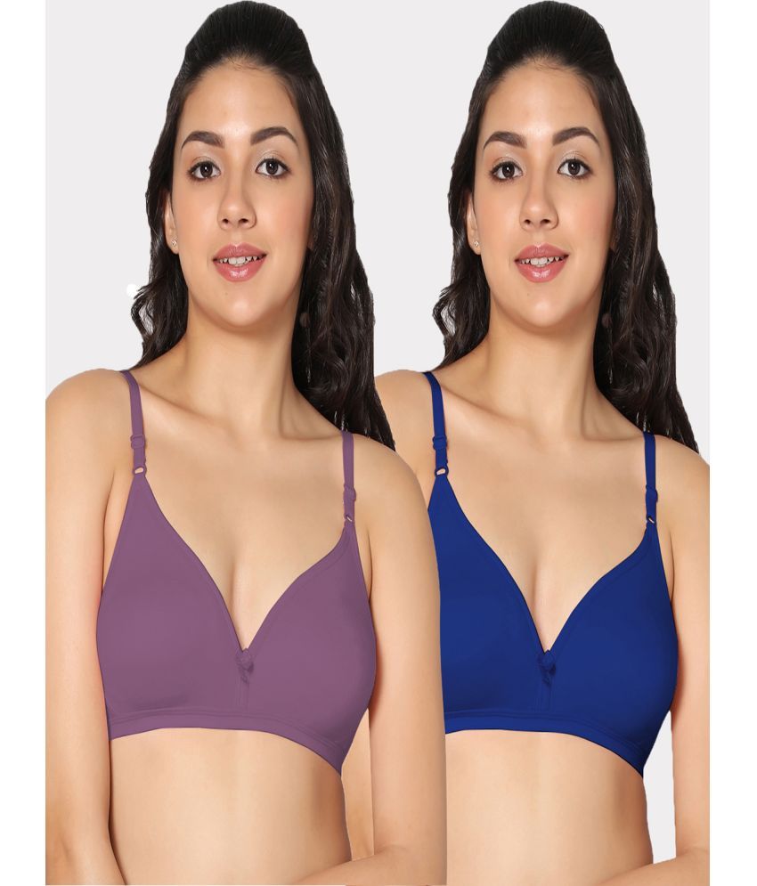     			IN CARE LINGERIE Pack of 2 Cotton Non Padded Women's T-Shirt Bra ( Multicolor )