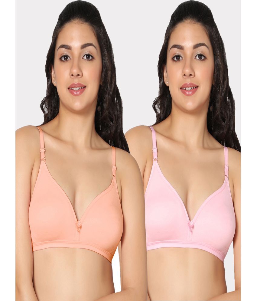     			IN CARE LINGERIE - Multicolor Cotton Non Padded Women's T-Shirt Bra ( Pack of 2 )