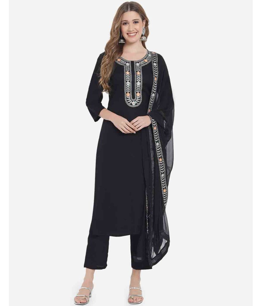    			JASH CREATION - Black A-line Rayon Women's Stitched Salwar Suit ( Pack of 1 )
