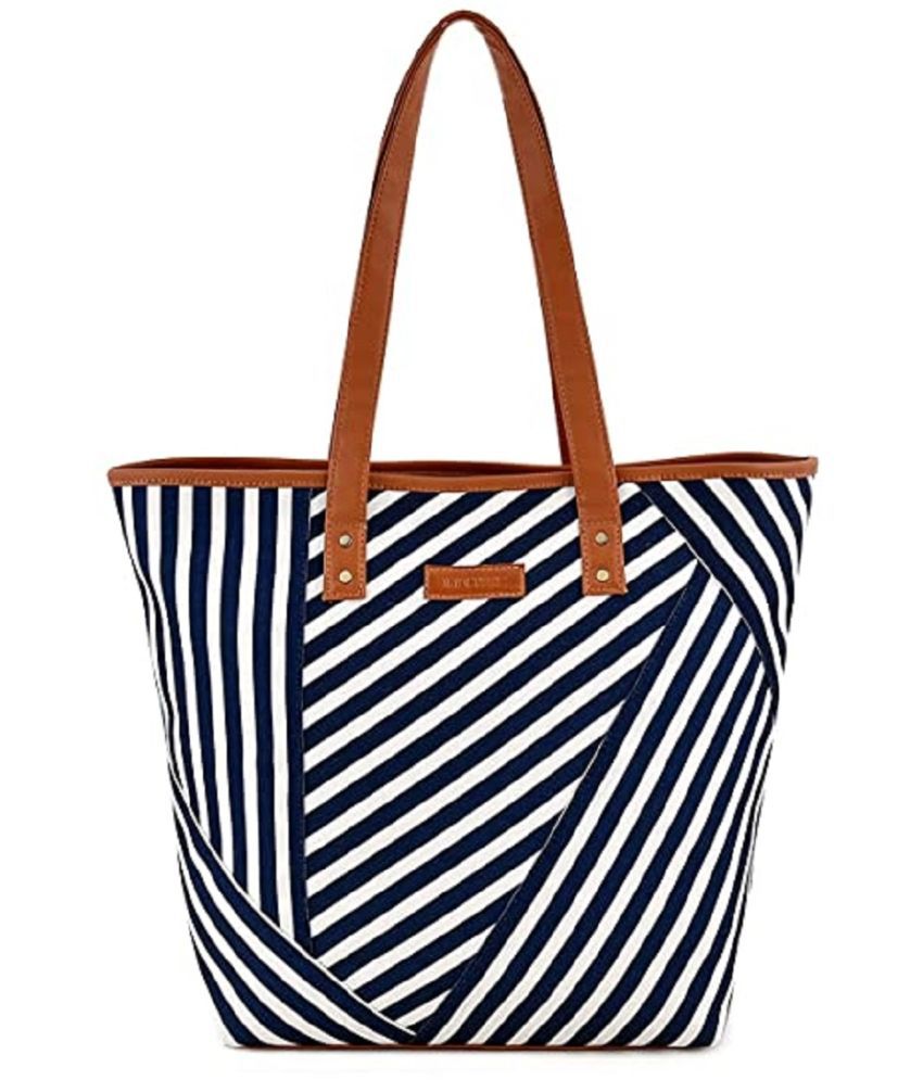     			Lychee Bags - Blue Canvas Shoulder Bag