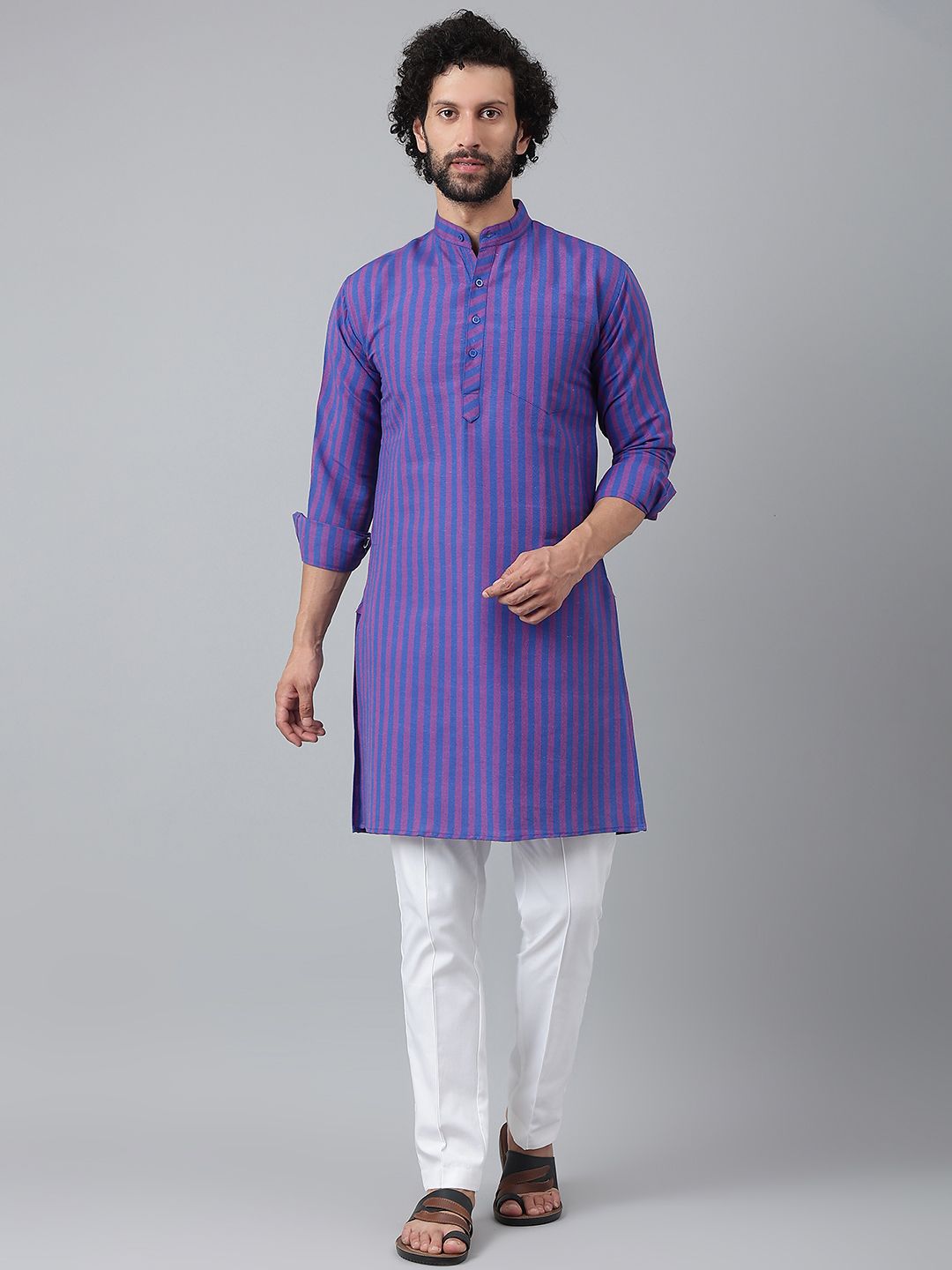     			RIAG - Navy blue Cotton Men's Regular Kurta ( Pack of 1 )