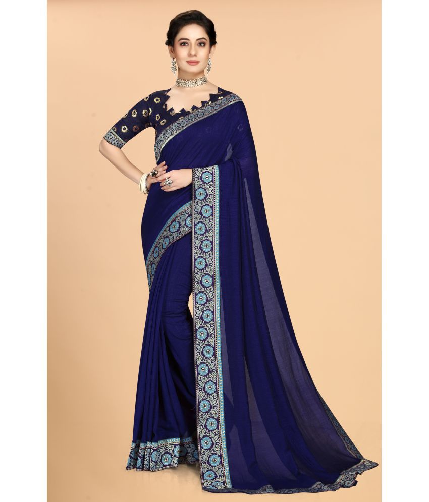     			Shatanuvart Export - Blue Silk Blend Saree With Blouse Piece ( Pack of 1 )