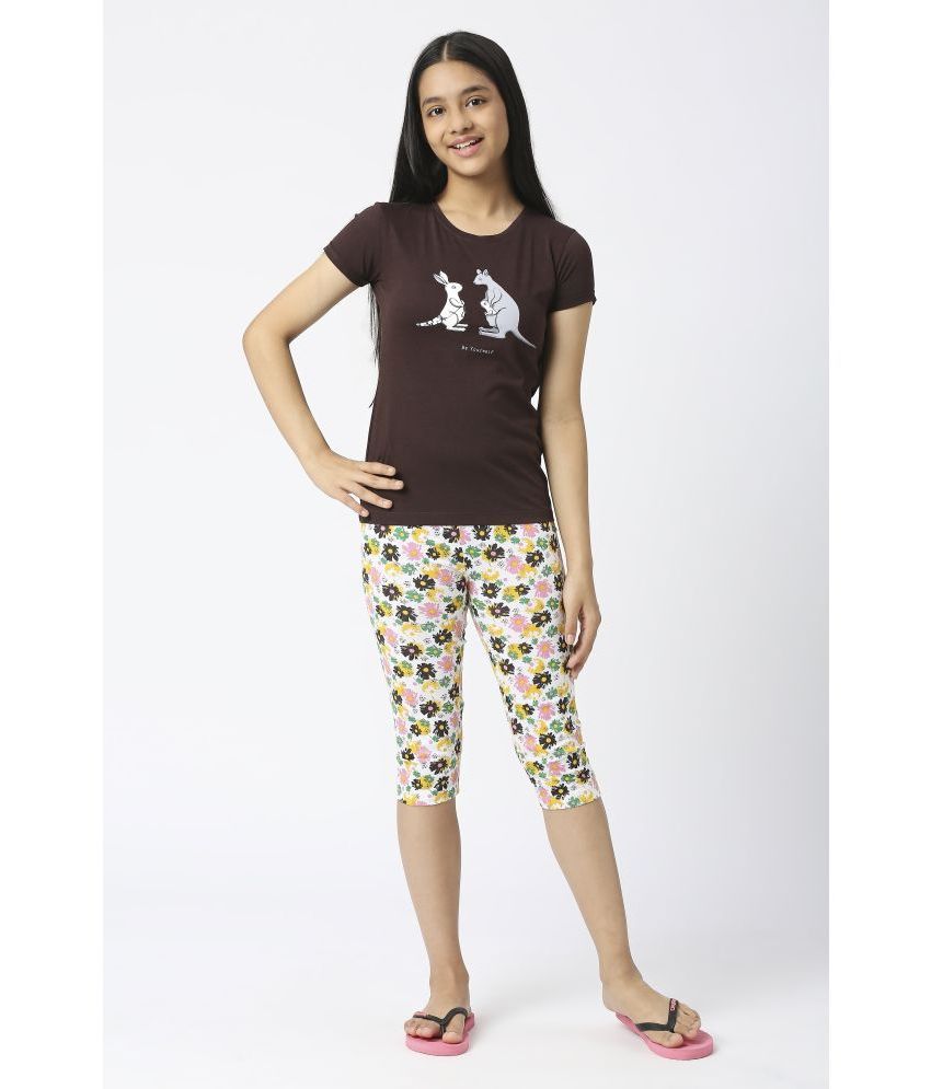     			Sini Mini - Brown Cotton Girls Top With Capris ( Pack of 1 )